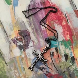 Y2K Goth Grunge Whimsygoth Large Black Rhinestone Black Chain Necklace